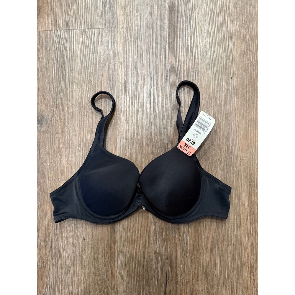 Hanes Womens Black Underwire Molded Cup Bra Style G720 Adjustable Straps 34A NEW